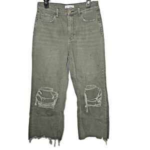 Vervet Flying Monkey Cropped Wide Leg Jeans High Rise Destroyed Womens 29 8 Gray